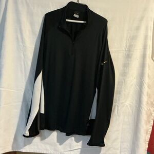 Nike Black Pullover with White Side Panels and Gold Swoosh
